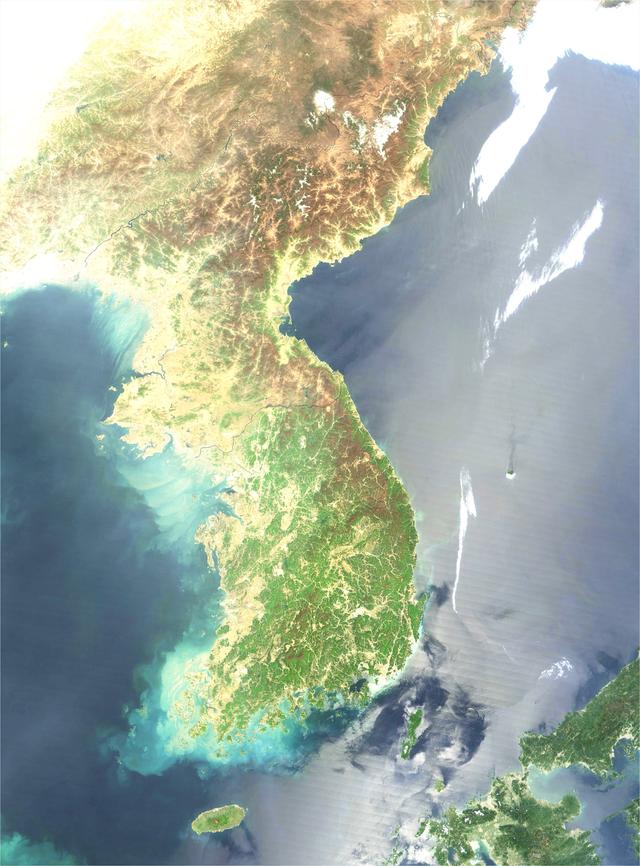 朝鲜半岛卫星地图