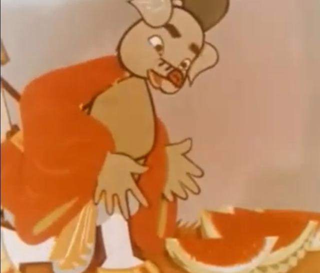1958年的剪纸动画《猪八戒吃西瓜》,猪八戒也明显是个深色猪.