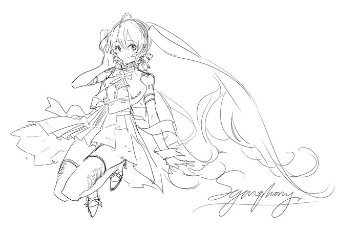 初音未来交响乐2020 miku symphony 官方画师rella绘制草稿