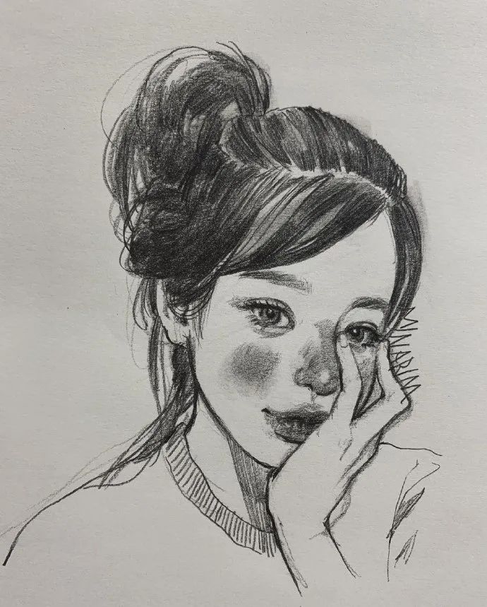 速写少女头像超美的素描小姐姐可爱