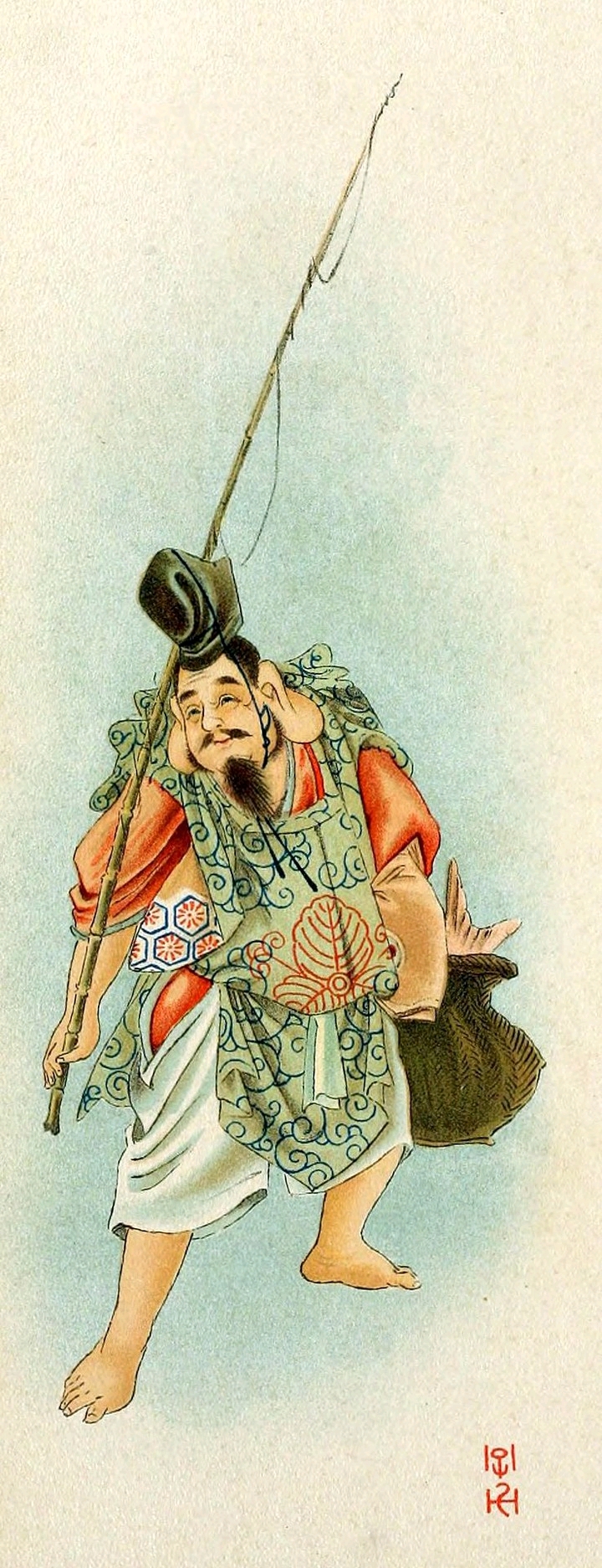 传说,惠比寿神教给人们用鱼和农作物进行物物交换,因而被日本人崇为