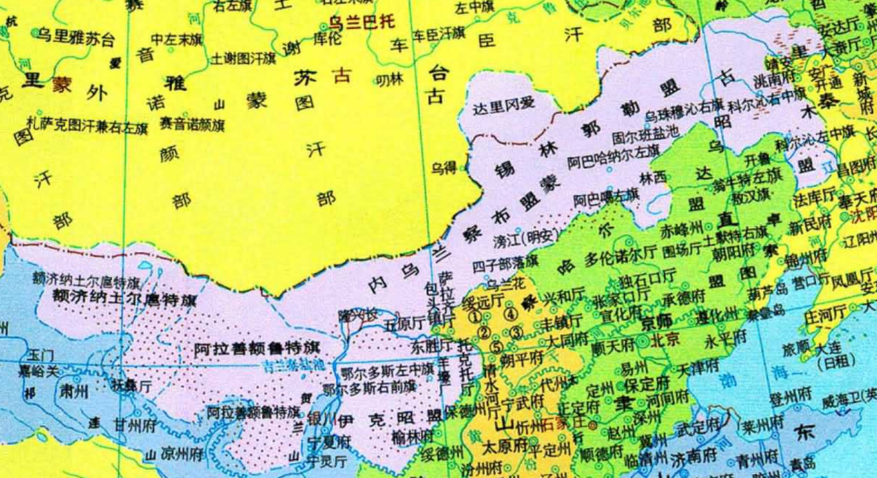图一 清末时的内蒙古地区地图