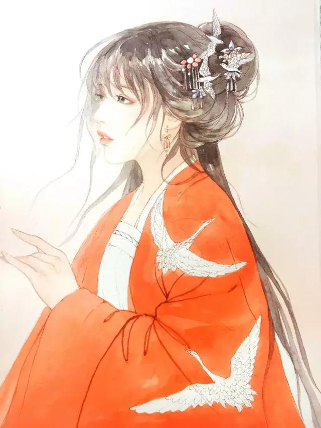 用水彩画一个古风小仙女