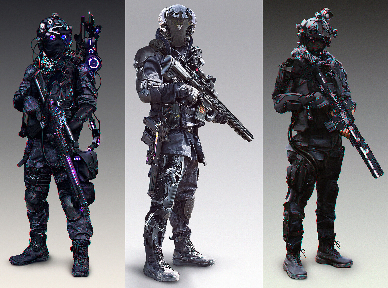 未来士兵三种整体设计(个人很喜欢紫色的)