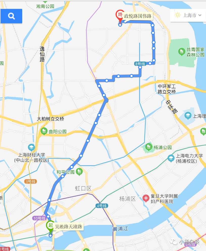 61路公交车线路全览 图源:百度地图