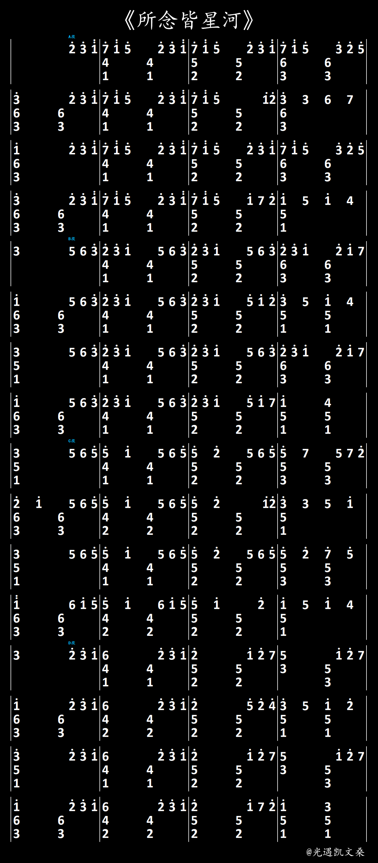 所念皆星河光遇琴谱321指