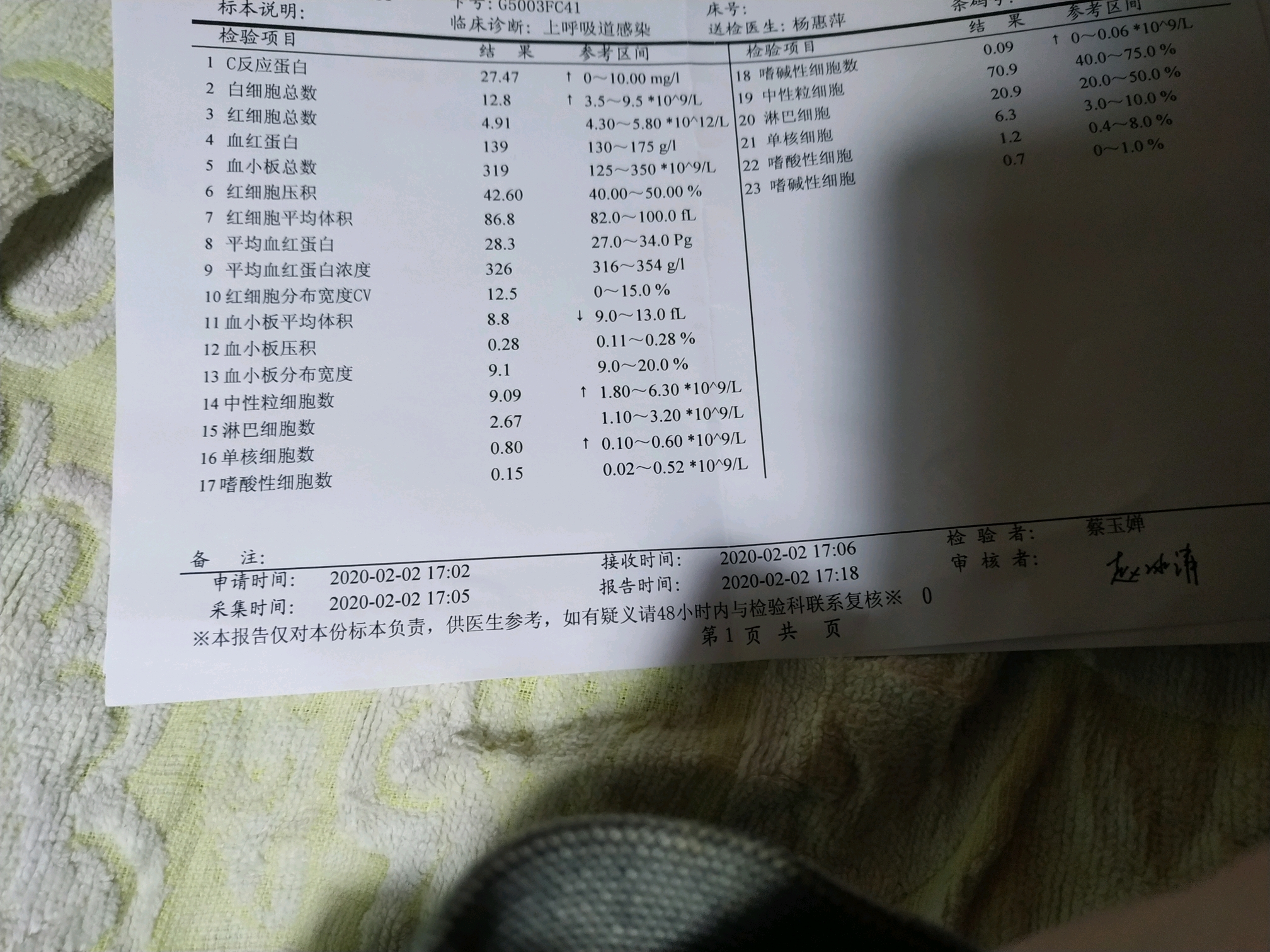 血液检测报告