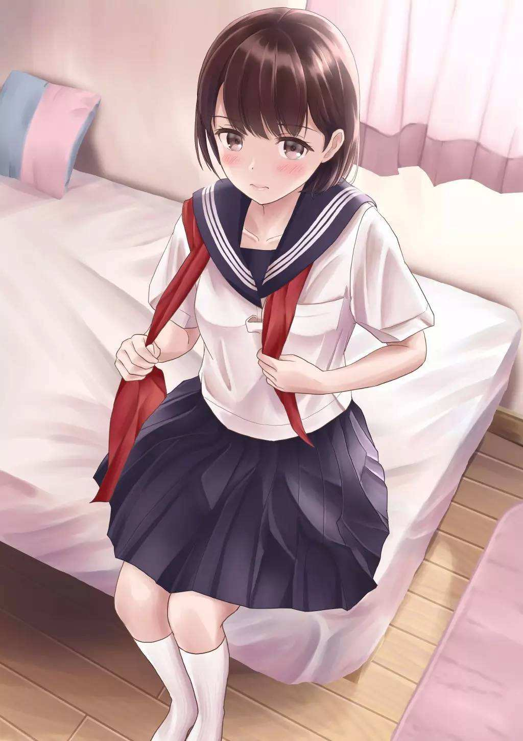 手机壁纸|二次元校园女生 水手服 by:b站盐泽 2020年5