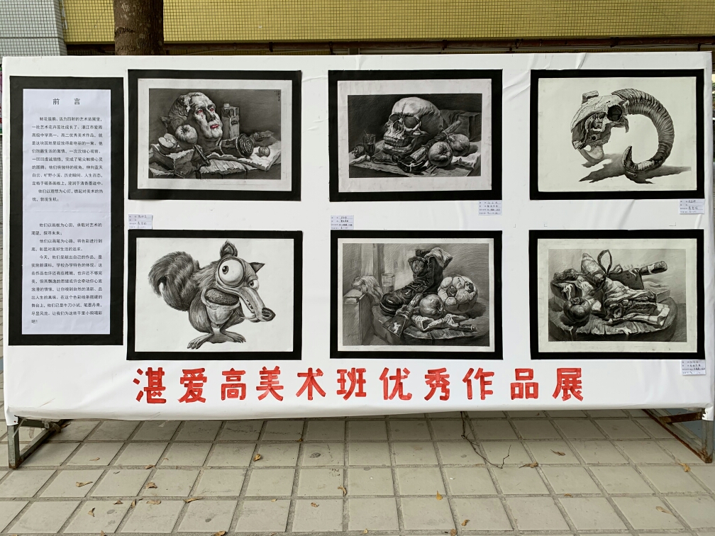 这是我们学校的画展,高一高二的美术班学生的作品.