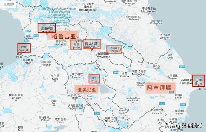 外高加索三国所在的位置