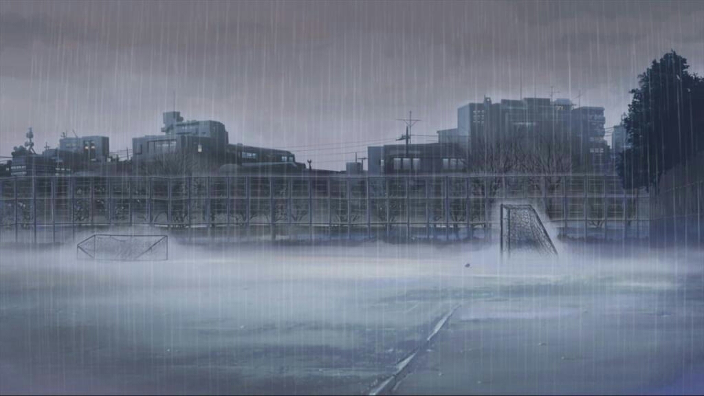 在街上,大雨淋湿的视线.