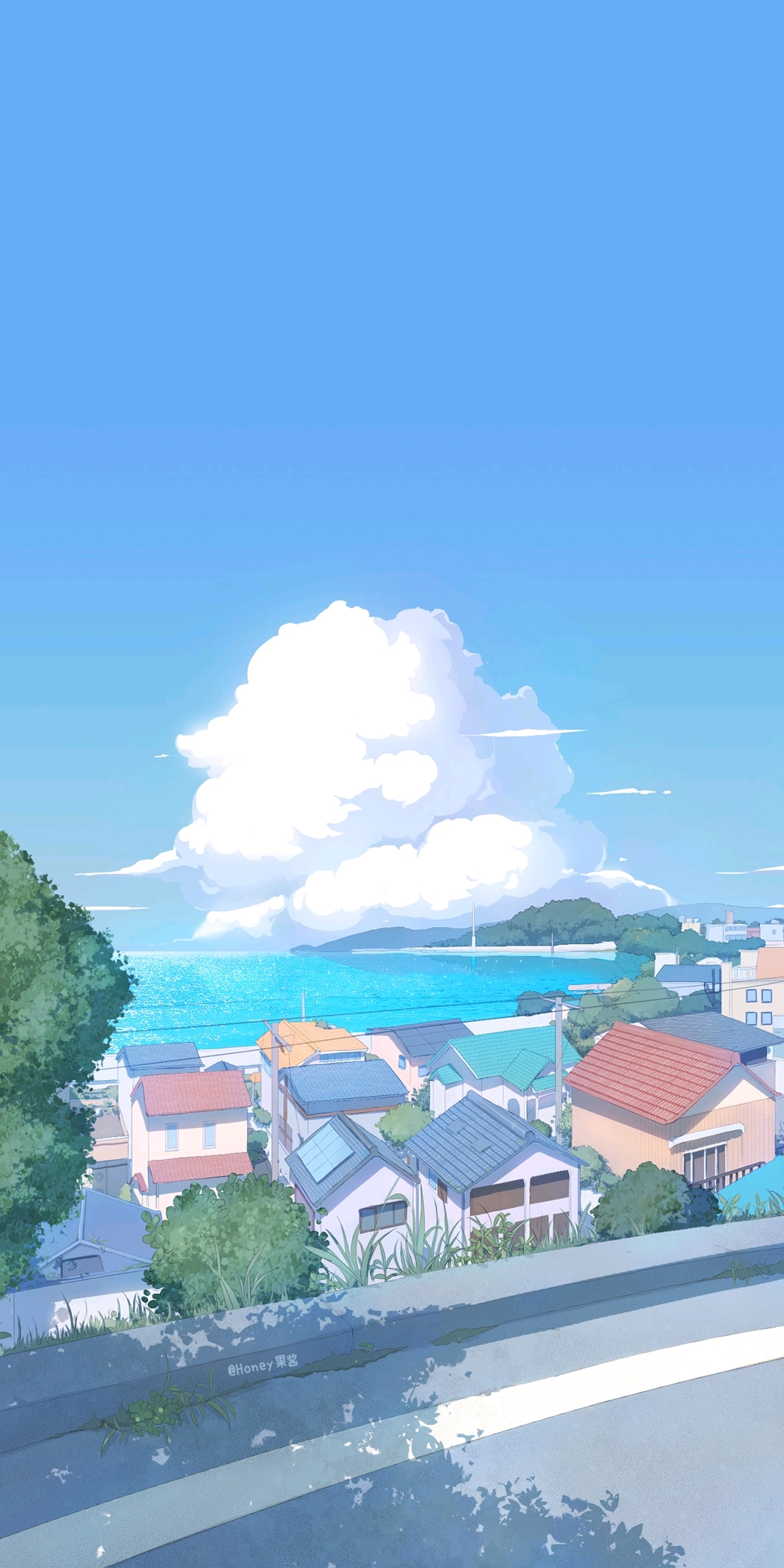 分享一波超治愈日系壁纸,画师@honey 果酱