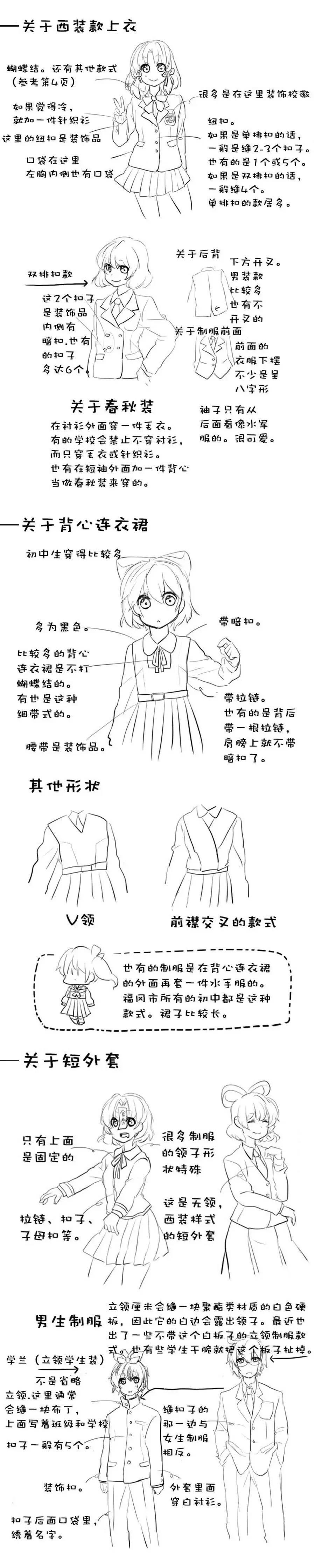 绘画教学jk制服怎么画不同款式的jk制服画法