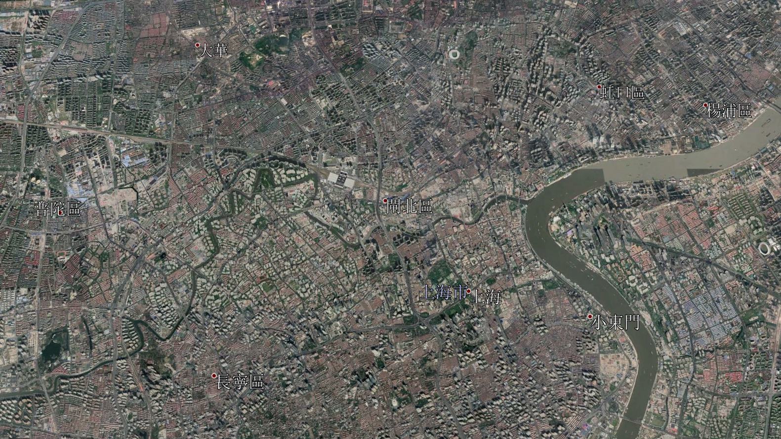 卫星地图上的上海摩天大楼一望无际像未来之城不愧是一线城市