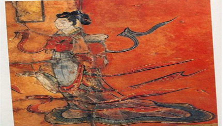 大同北魏司马金龙墓出土木板漆画《列女古贤图》中穿杂裾垂髾服的女子