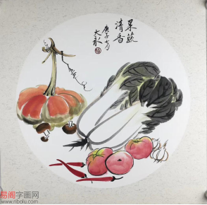 趣味餐厅挂画 王君永写意花鸟画果蔬画《果蔬清香》作品来源:易阁字画