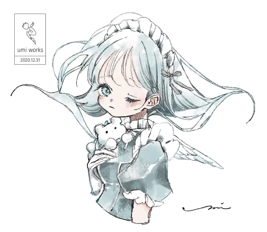 【插画头像】超灵动干净的一组日系水彩动漫少女(头像