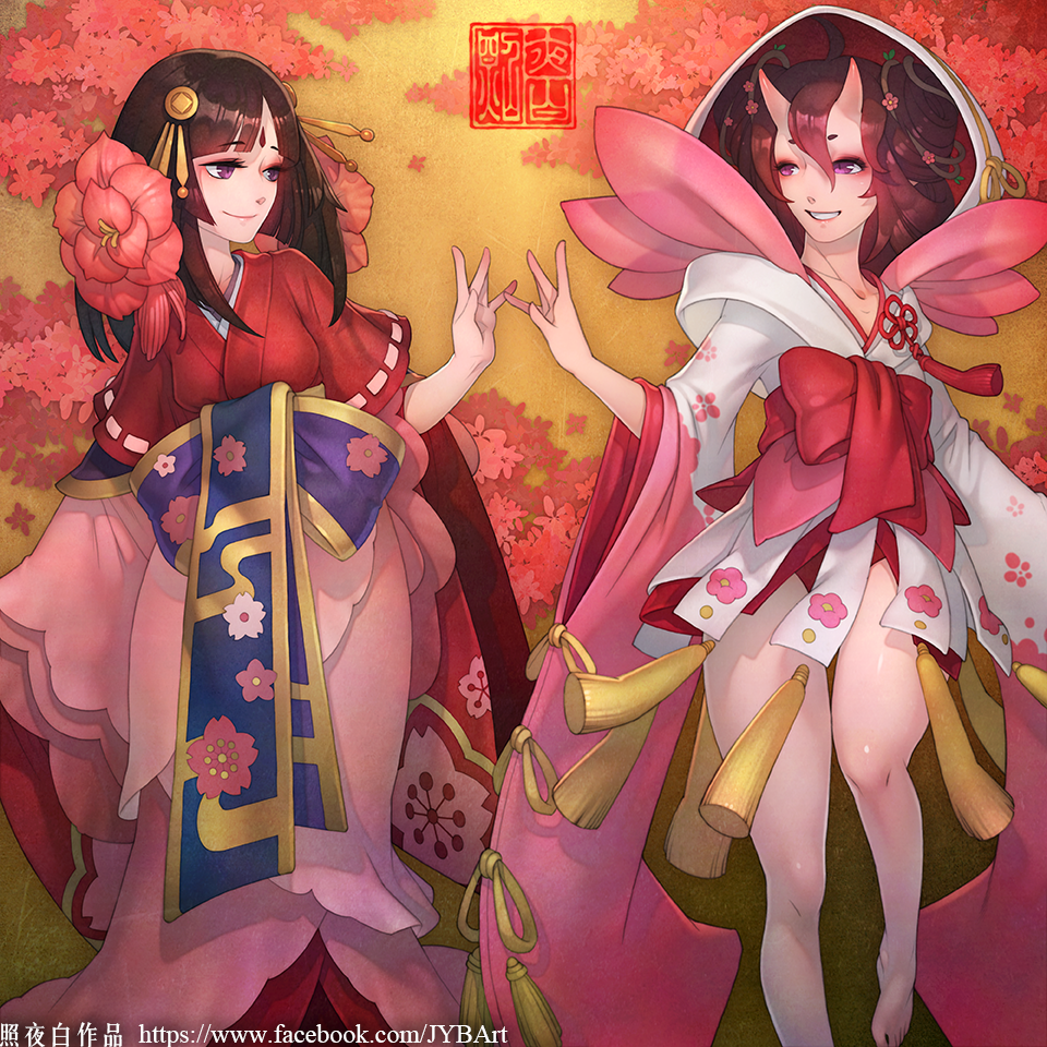 p站美图画师分享阴阳师桃花妖樱花妖第十期