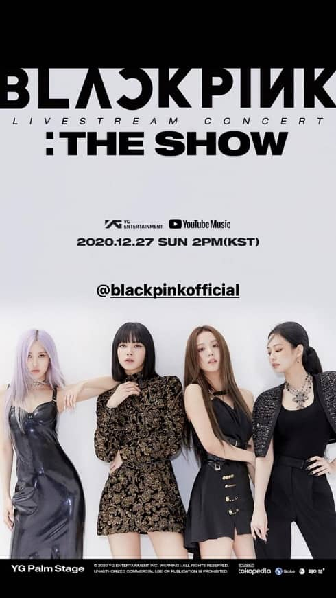 blackpink将在12月27日下午2点举办线上演唱会"the show",通过youtube