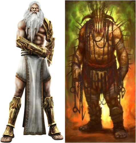 动作游戏《战神3》中的宙斯(左),哈迪斯(右)