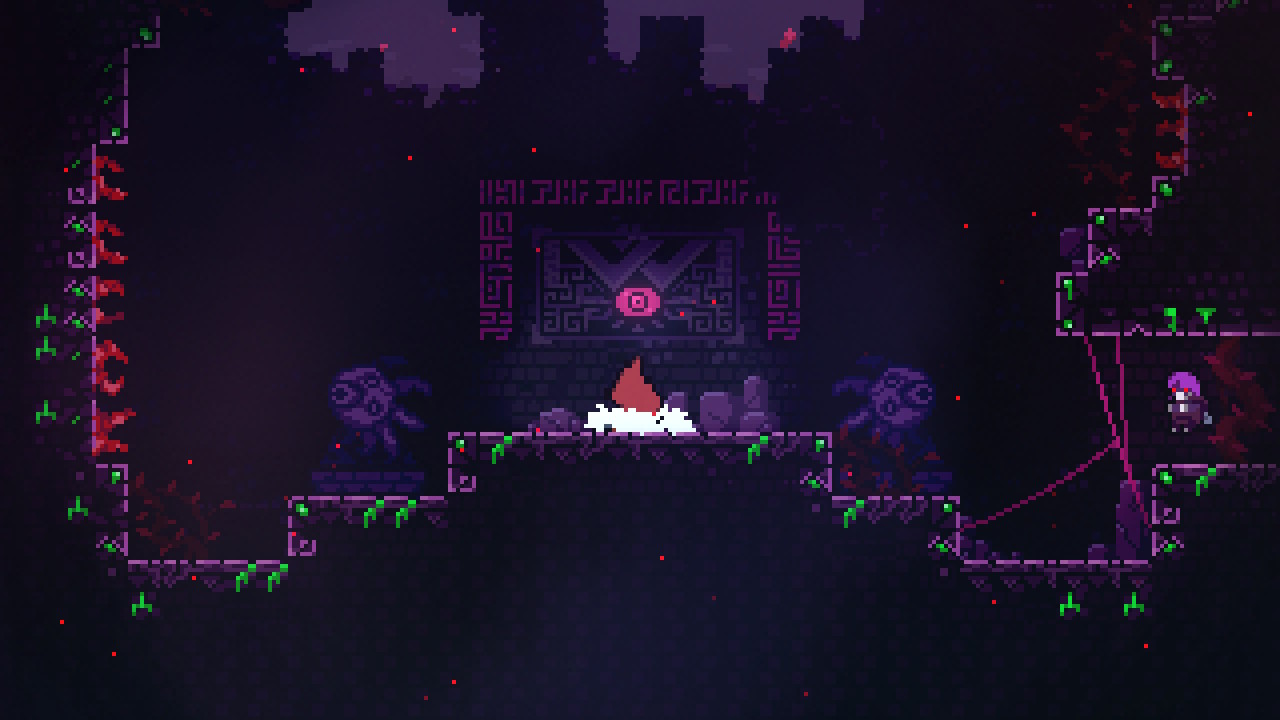 《celeste》(蔚蓝)站在山峦的顶端,感受强风的吹拂