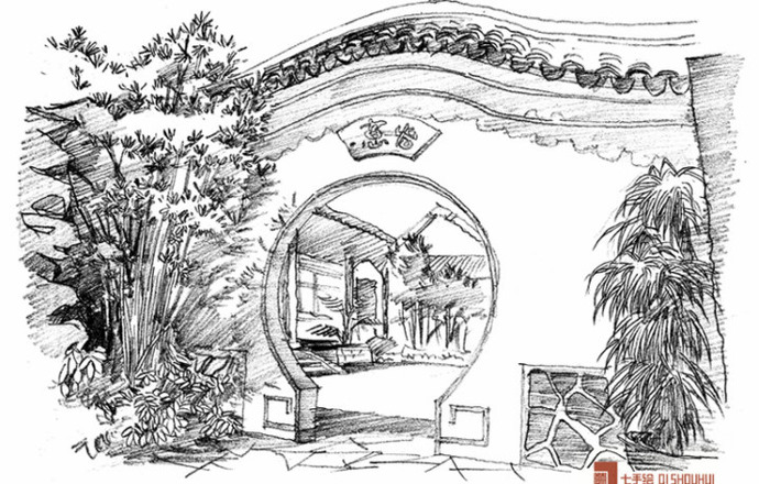 b站最全景观,城市素描手绘线稿