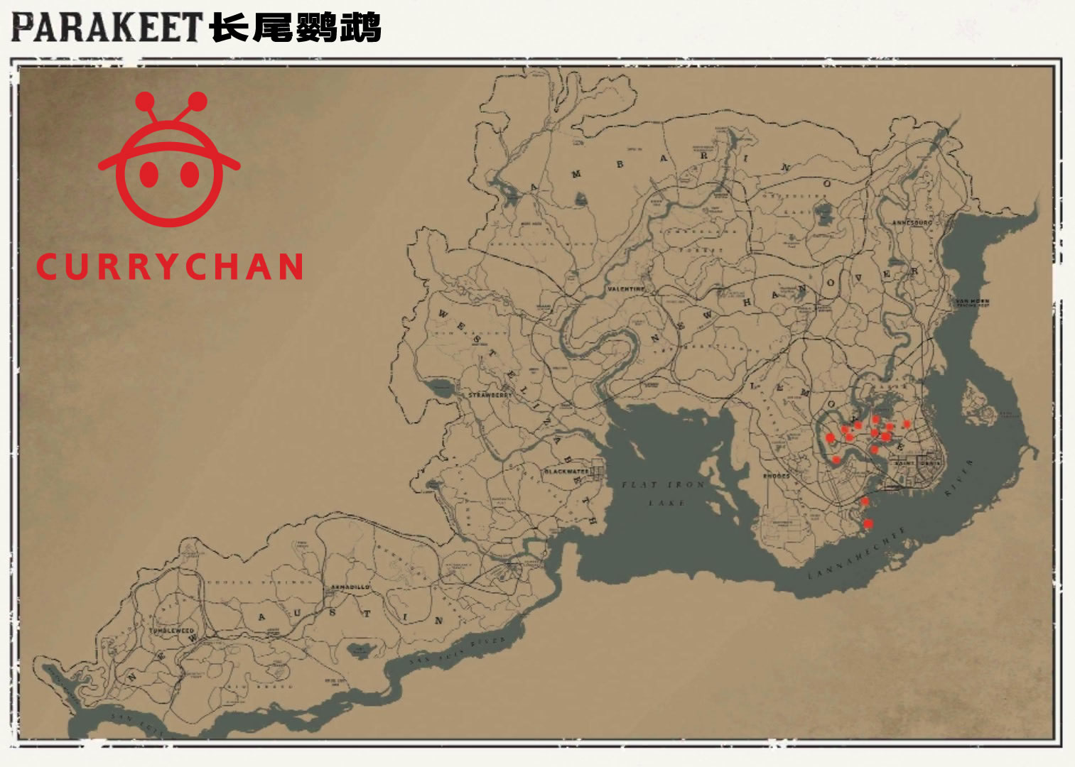 荒野大镖客2官方动物分布图