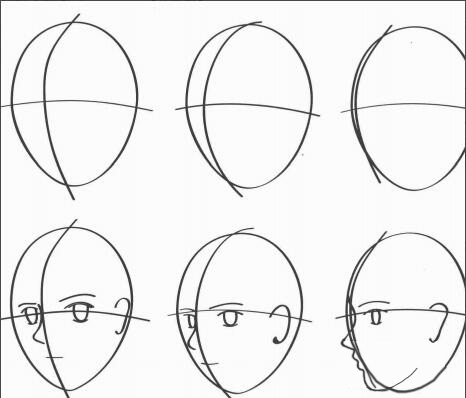 头部五官确定好位置后,脸型也只不过是调整颧骨,眼窝的大小比例就可以