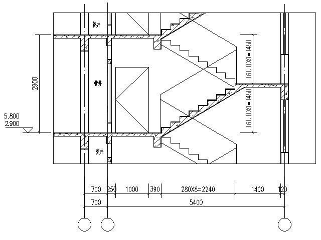 这样,我们就得到了楼梯间标准层的平面图和剖面图,如图示: 一般情况