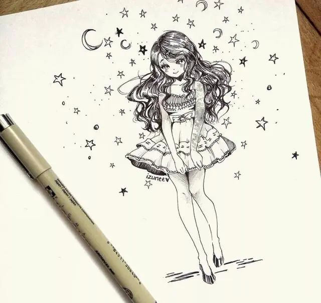 简洁而又清新的动漫女生素材 【针管笔】偏向日系的画风 简洁而又清新