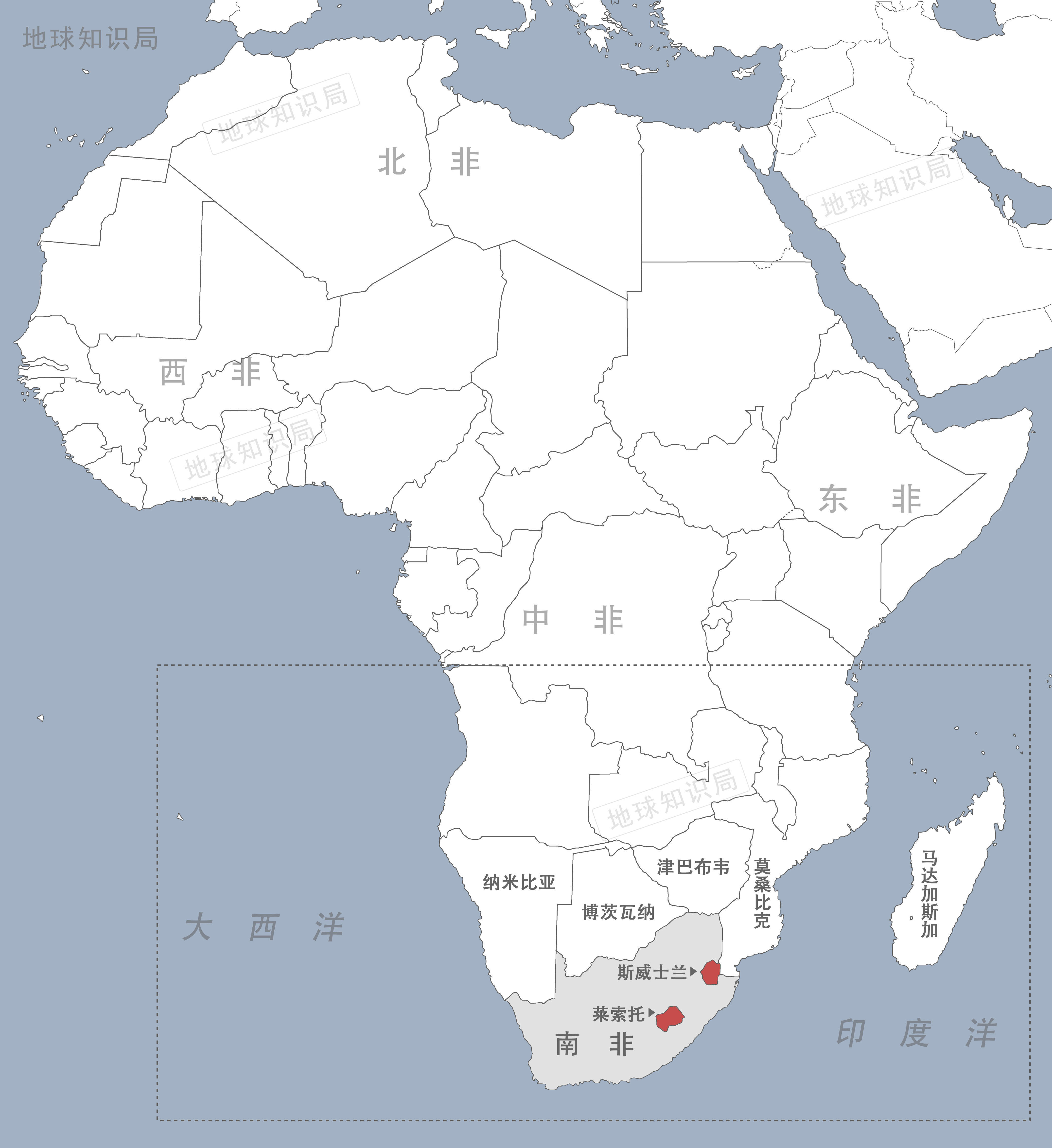 地球知识局 当我们观察非洲大陆政治版图的时候,经常会惊异于南非地图