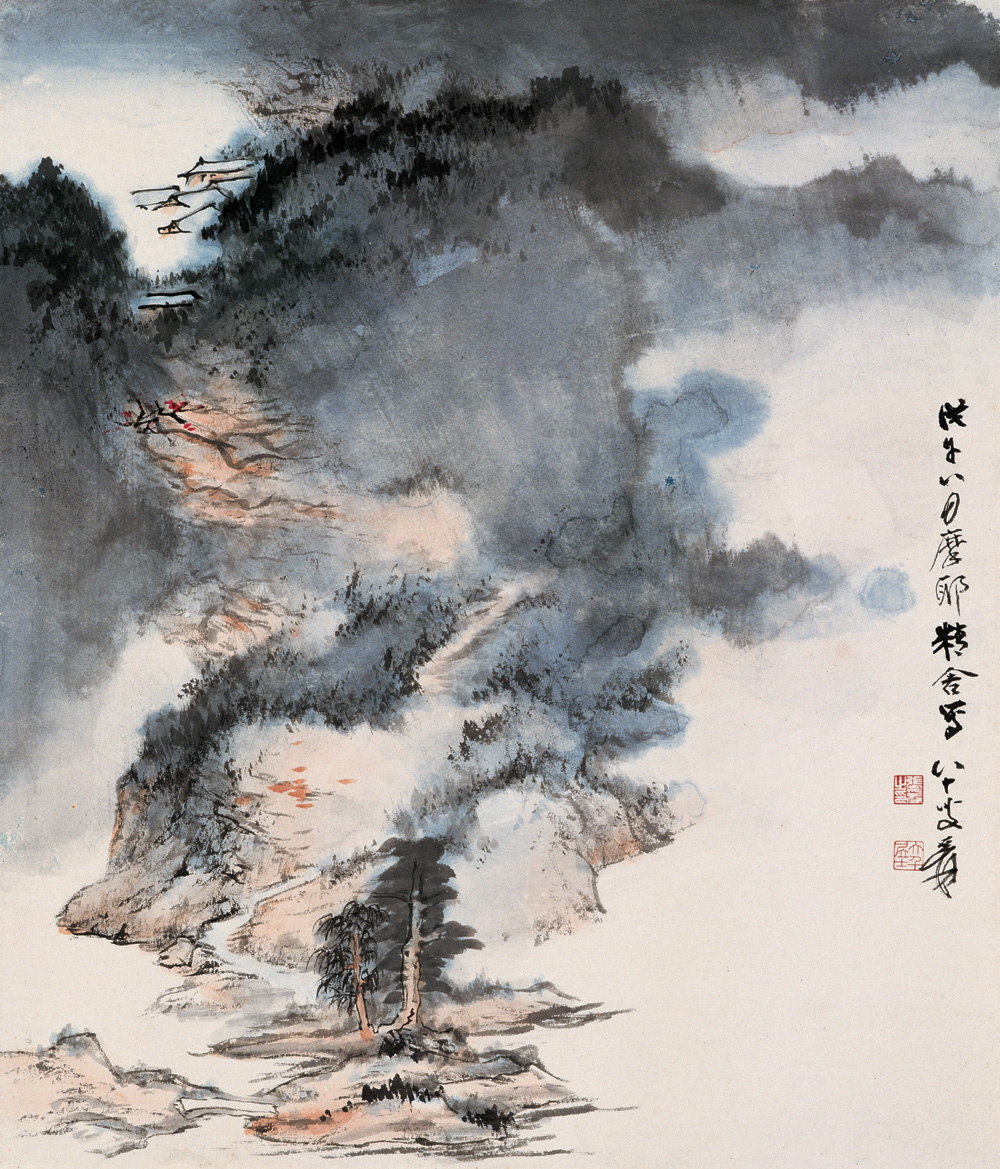 张大千泼彩画欣赏