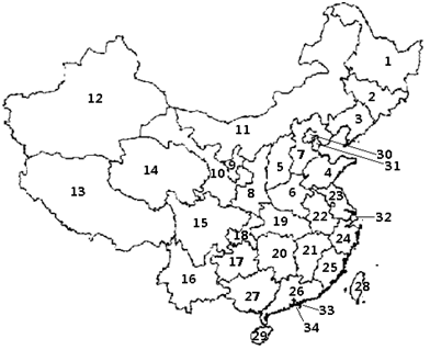 中国地图 (未标记省级行政区)