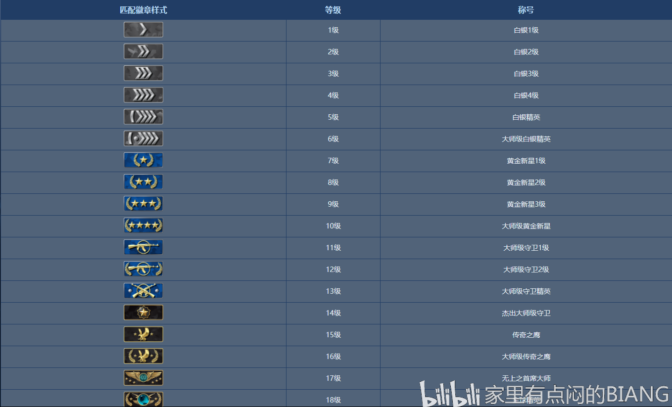 csgo水平组等级