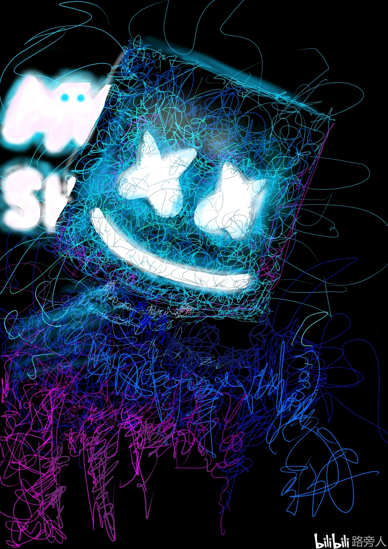 marshmello手机壁纸,marshmello高清手机壁纸 棉花糖(marshmello) 板绘打圈圈