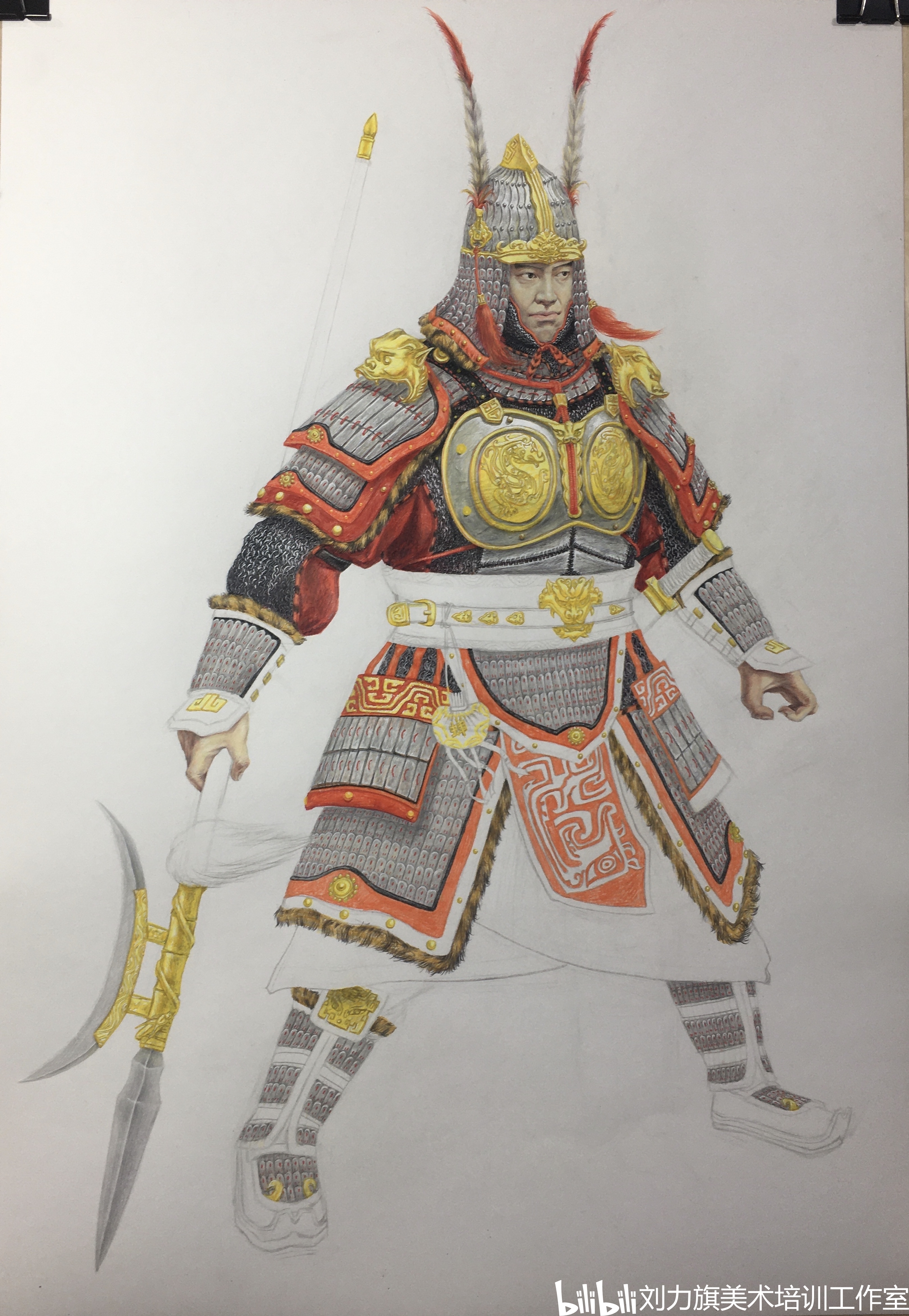 【衣谷-三国】吕布原画绘制过程
