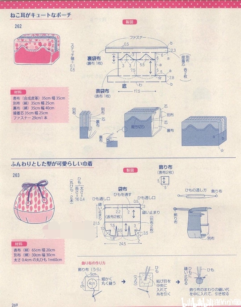 一些小布袋笔袋的裁剪图