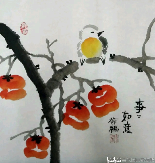 当代国画家徐鹤中国画大写意花鸟作品集锦(徐鹤极简中国风治愈系花鸟