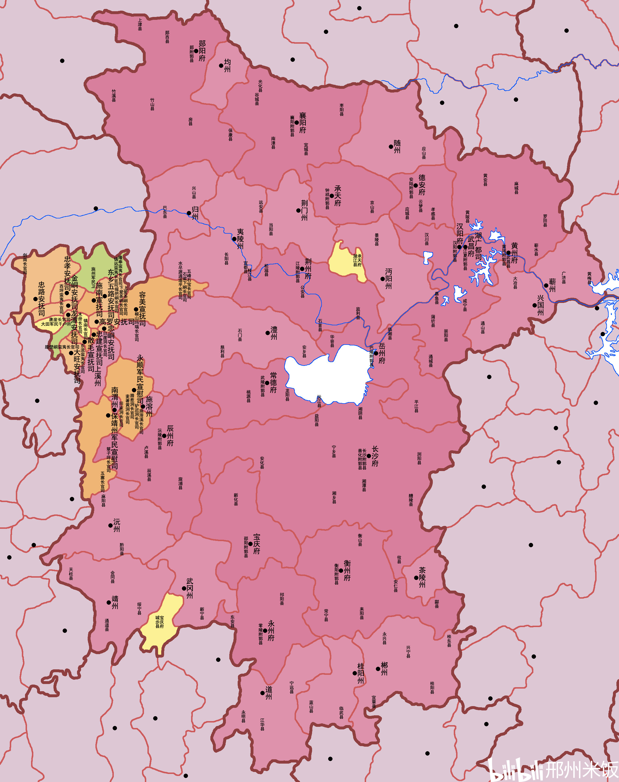 明朝湖广政区列表