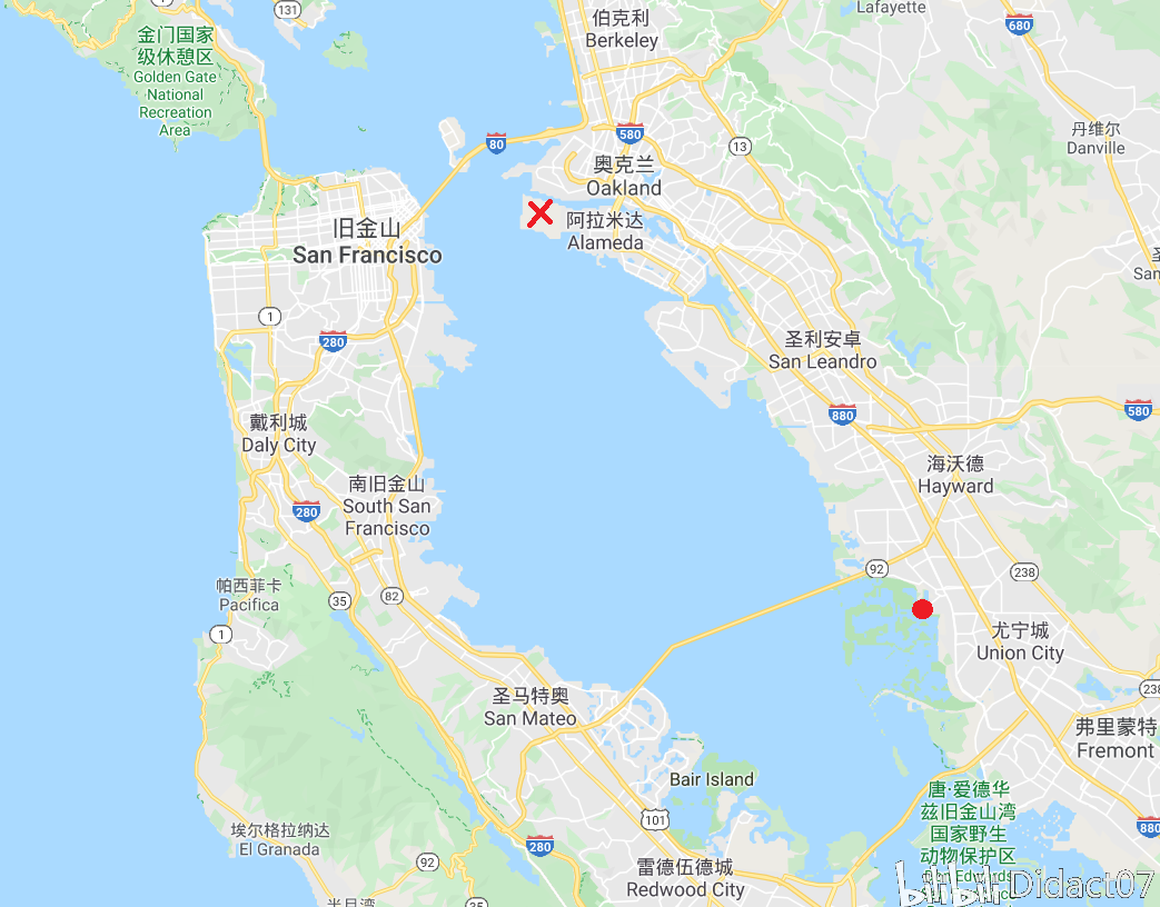 旧金山地图中总共有6个机场,这6个机场在现实生活中均真实存在