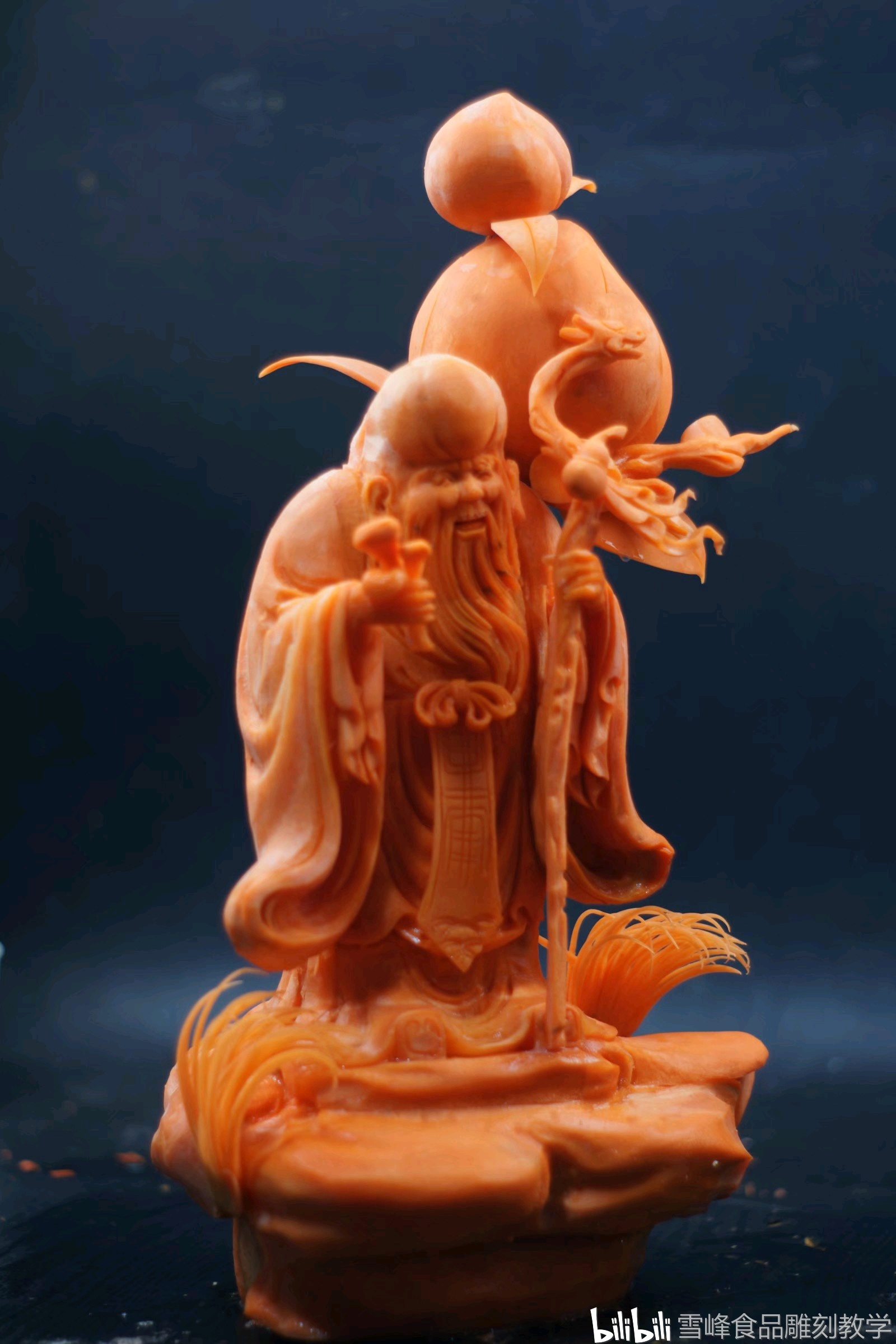 食品雕刻萝卜拼接寿星高清步骤图