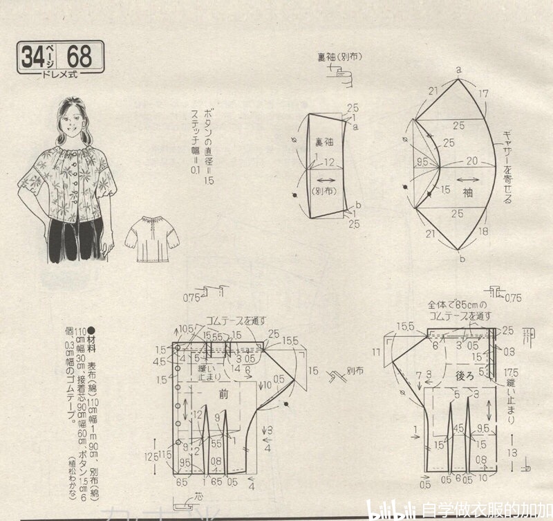 7款夏季女式上衣裁剪图图纸