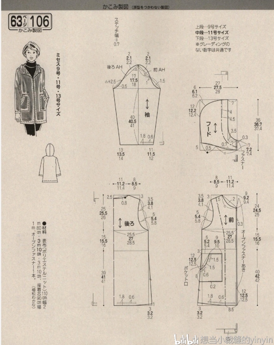 分享【10张女式连帽外套裁剪图】打版图纸