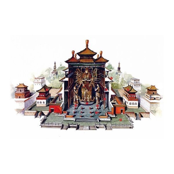 中国经典古建筑原画插画参考素材