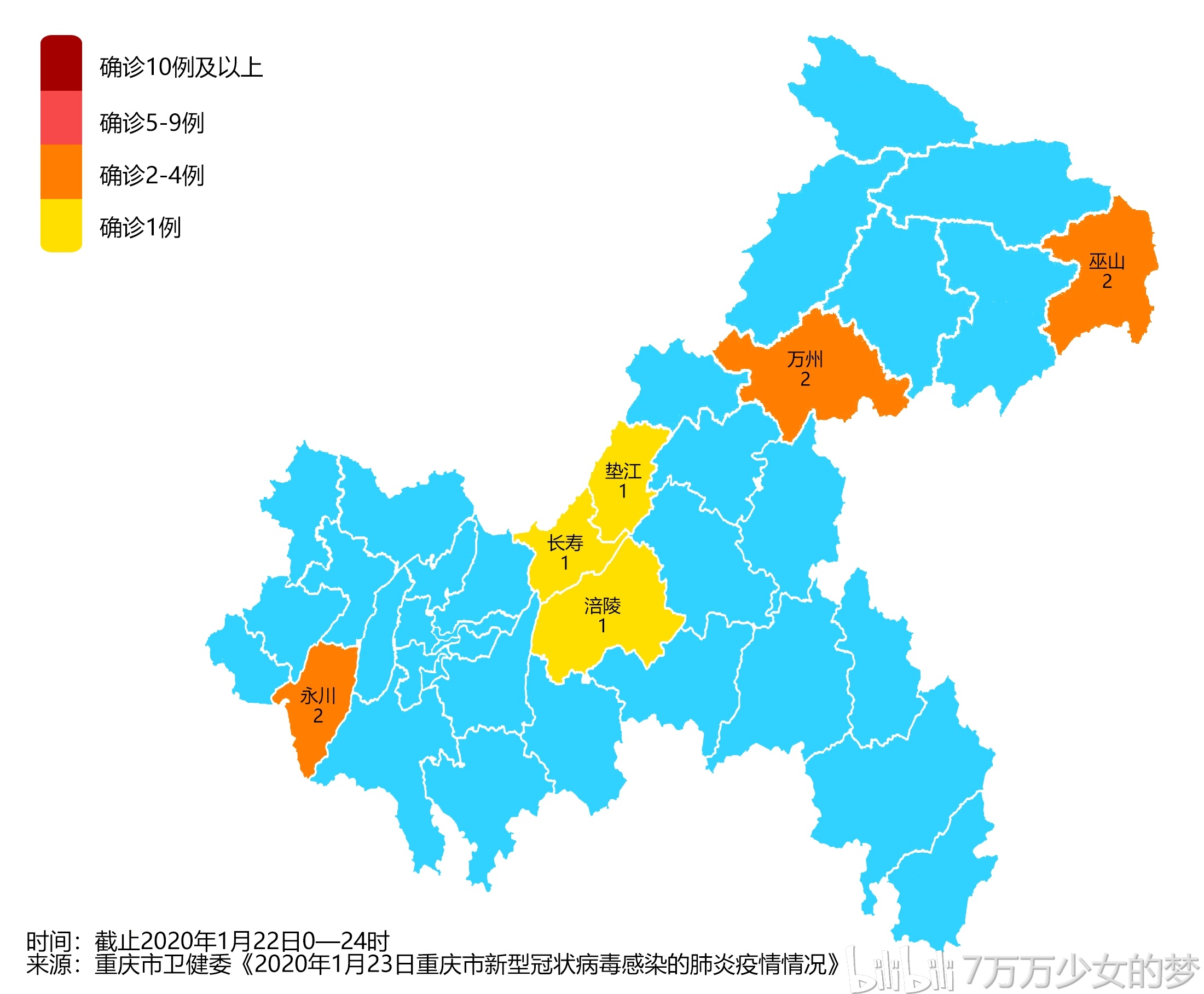 重庆新型冠状病毒肺炎地图,更新至1月27日图片