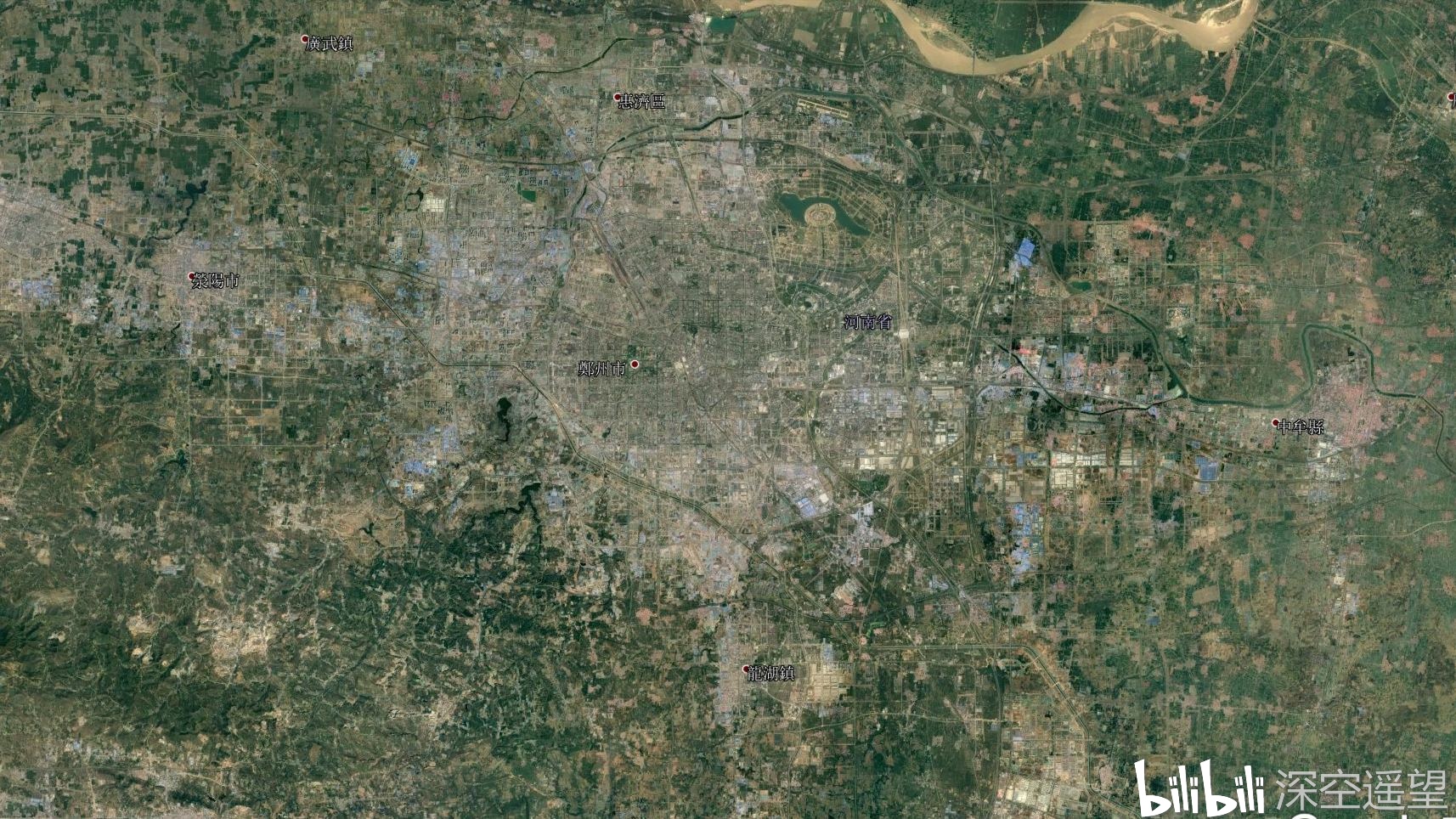卫星地图上的河南郑州,gdp破万亿的中部大城市,城市规划太好看