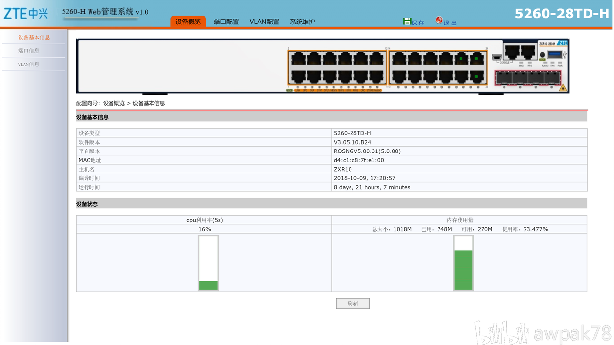 中兴 5228F 交换机启用 Web 管理界面教程