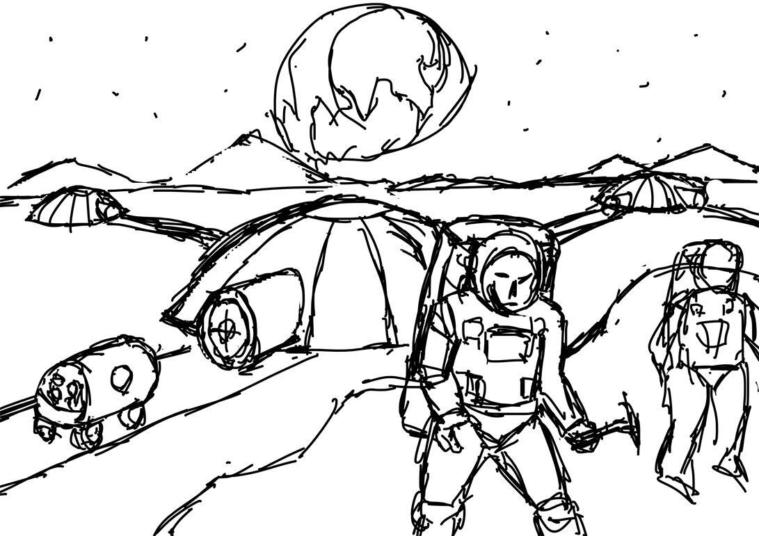 对航天科技的一些思考 《月球基地》绘画过程