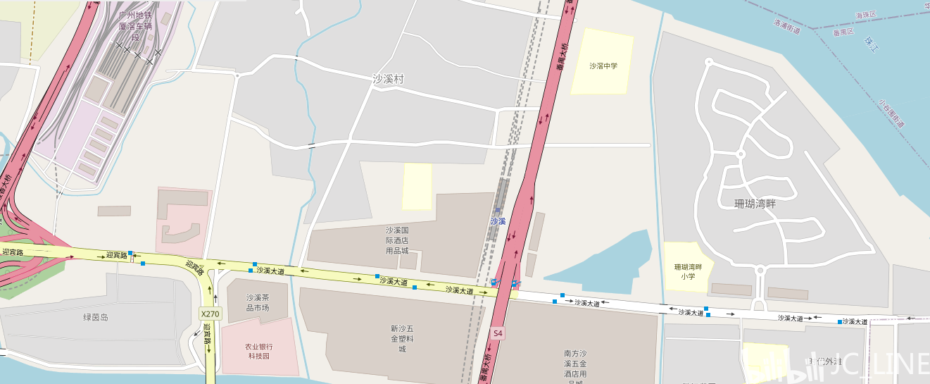 沙溪站位于番禺区洛浦街道,华南快速干线西侧.
