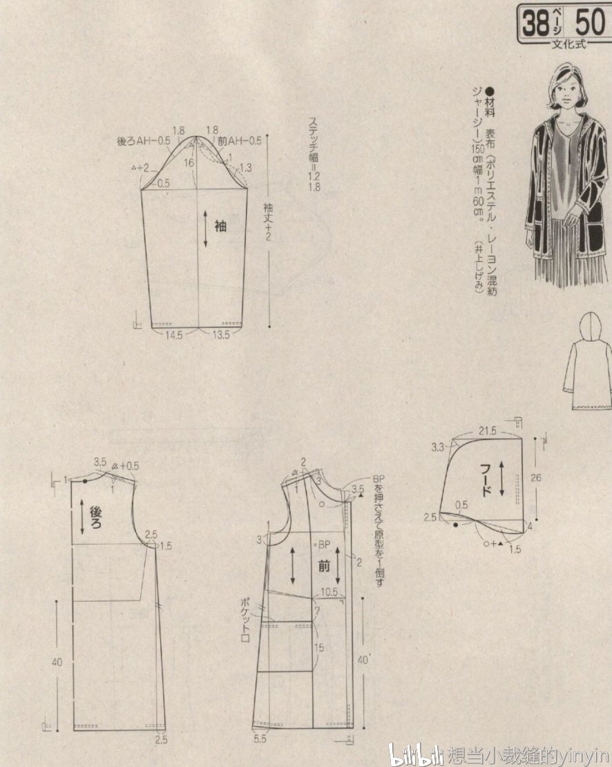 分享【10张女式连帽外套裁剪图】打版图纸